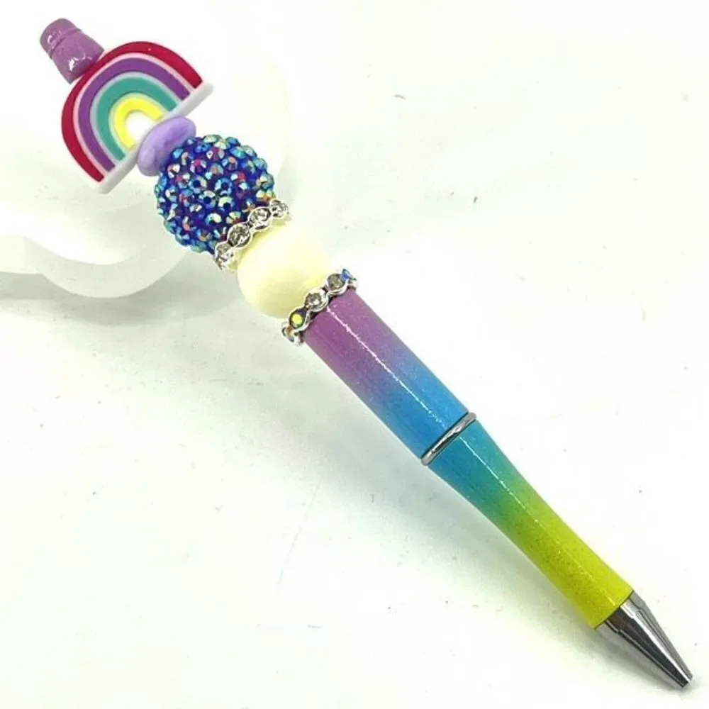 Rainbow pen handmade NEW bling rhinestone silver lavender blue green yellow